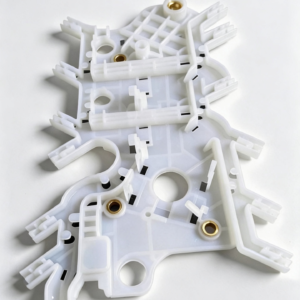 Automotive Transmission Wiring Harness Bracket with Brass Metal Inserts and Polymer Plastic Body - Factory-Level Design for Vibration Resistance